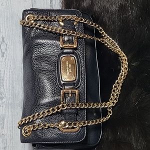 Michael Kors Pebbled Leather Buckle Front Gold Hardware Chain Strap Shou…